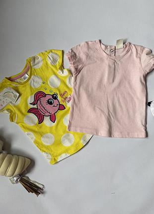 💛 комплект нових  футболок h&m + dopo dopo mini 4–6 міс. (68)