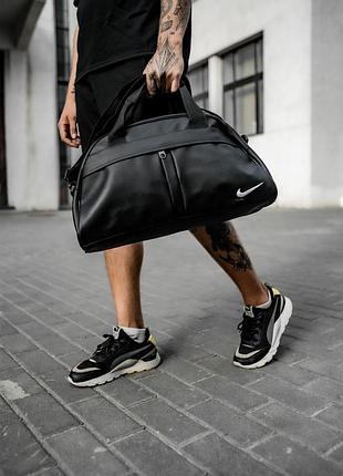 Спортивная кожаная фитнес сумка nike, сумка мужская в спортзал найк
