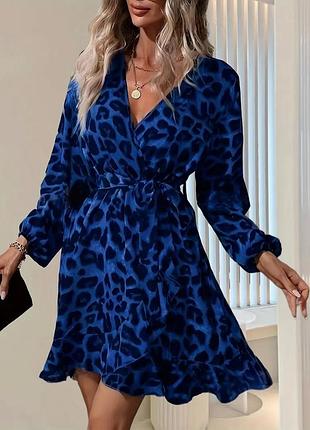 🥰 сукня в леопардовий принт з поясом shein l