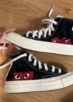Кеді converse x comme des garçons play (cdg) high black