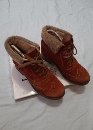 Замшевые ботинки оксфорды броги с отворотом9 фото