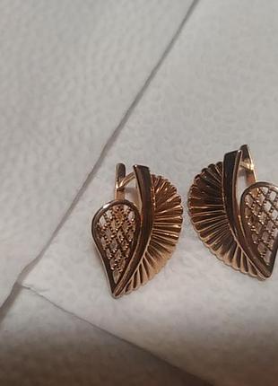 Сережки серьги золотые винтаж кюз  золото 585