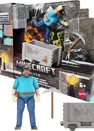 Игровой набор mattel minecraft movie «утка из взрывного вагонетка» со стёвом и аксессуарами (jgp20)