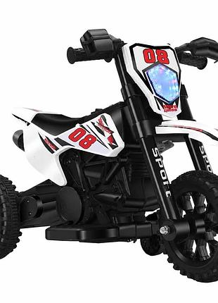 Дитячий електромотоцикл cool mountain 26x-130 білий з led і музикою • дитячий електричний мотоцикл cool mountain 26x-130 з