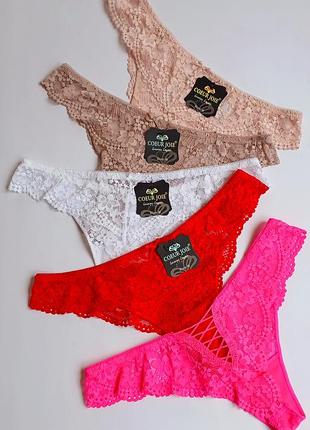 Жіночі трусики-стринги мереживні coeur joie 2280 xl, півонія