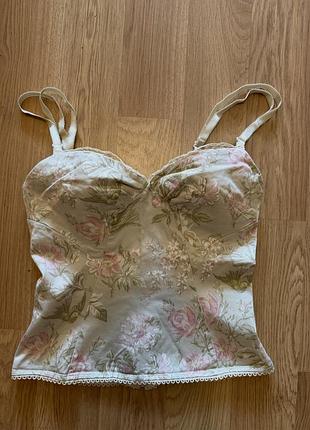 Вінтажний топ dolce & gabbana floral pattern silk bustier top
