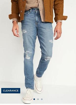 Джинсы мужские old navy slim синие с потертостями