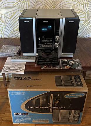 Samsung mm-zj9 музыкальный музичний центр (mp3, 5 cd, супер-бас + aux) микросистема акустика с сабвуфером, аукс колонка винтаж проигрыватель дисков