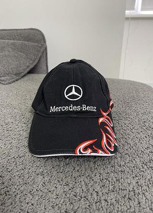 Чорна кепка mercedes benz vintage fire y2k bape