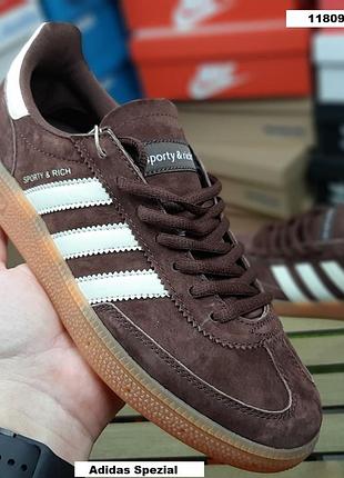 Мужские качественные и стильные кроссовки кеды adidas spezial sporty &amp; 49 Коричневые