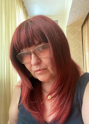 Якісна перука з човником каштанова, реалістична перука каскад омбре 50 см