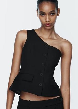 Приталенний топ на ґудзиках zara