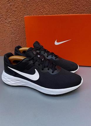 Оригінальні чоловічі легкі зручні дихаючи кросівки nike revolution 6 44.5-45.5 розмір 29.5 см біло чорні