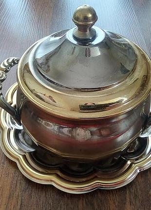 Цукерничка та піднос позолота  24кт по бордам