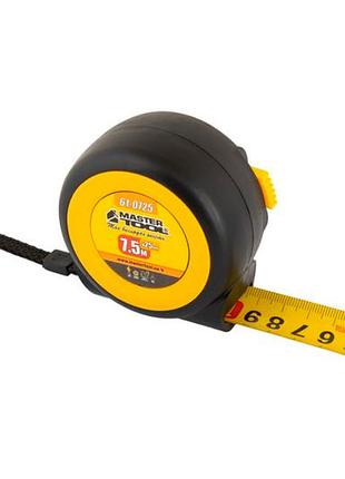 Рулетка mastertool 7.5м x 25мм магніт гумова автостоп