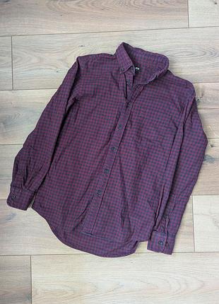 1+1=3! мужская хлопковая рубашка в клетку uniqlo
