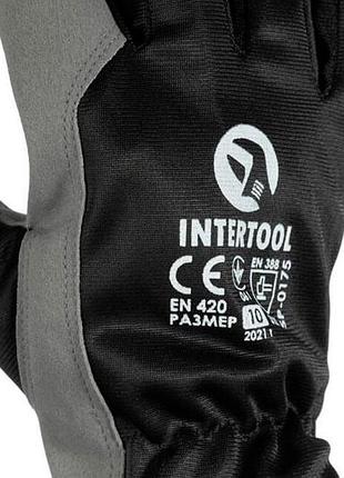 Перчатка intertool комбинированная эко кожа 10" 3