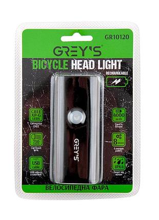 Ліхтарик на велосипед grey's led 2xcree xp-g 750lm 4000mah microusb
