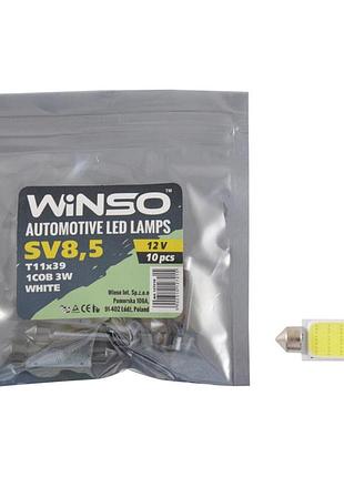 Автолампа winso led 12v cob sv8.5 t11x39, 10шт 127210