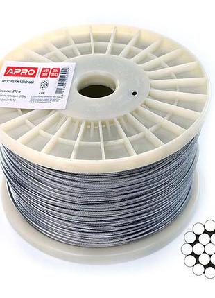 Трос нержавеющий apro 2мм x 200м (1x19) din 3053 (200 шт.)