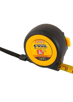 Рулетка mastertool 3м x 16мм магніт гумова автостоп