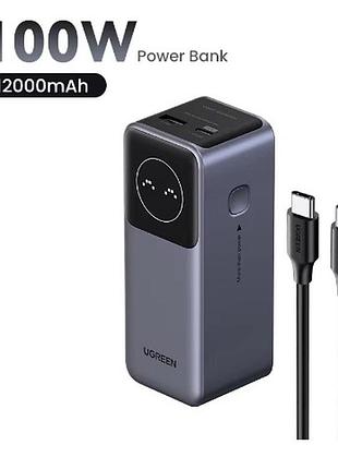 Ugreen nexode 100 вт 12000 мач power bank портативный внешний аккумулятор pd powerbank