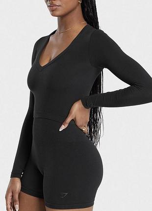 Gymshark оригинальный спортивный кропп топ с v образным вырезом