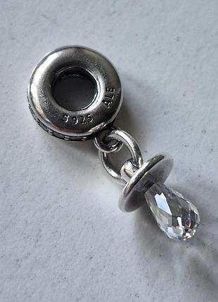 Серебряный шарм pandora оригинал. серебро 928 ale. соска, пустышка пандора.
