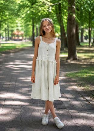 Платье из льна на 13-14 лет.
