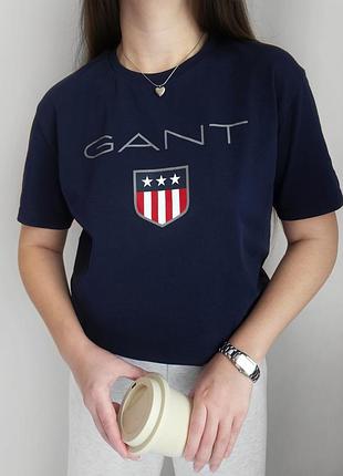 Темно синя футболка від gant, оригінал 🔝