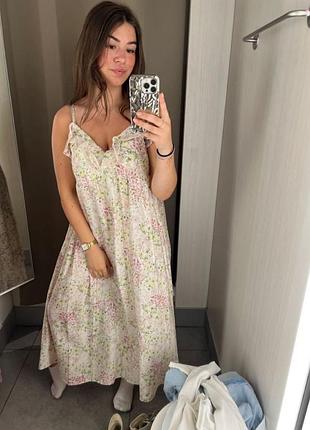 Плаття сукня сарафан з рюшами міді длинный сарафан с рюшами hm h&m м