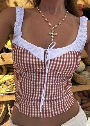 Топ в клетку zara #4564