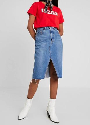 Джинсовая міді спідниця levi's premium