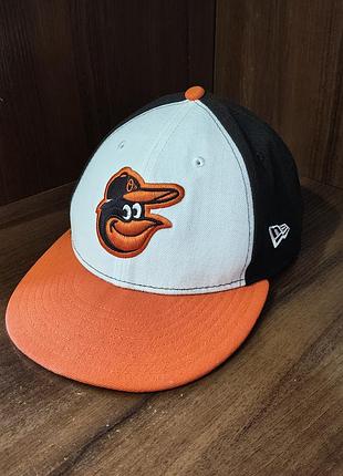 Бейсболка чоловіча new era 59fifty baltimore orioles чорна, біла, помаранчева