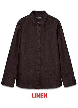Тонкая льняная рубашка свободного кроя zara