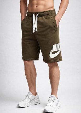 Чоловічі шорти nike хакі бавовняні літні спортивні котон петля оригінал indonesia,великий swosh