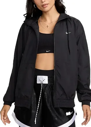 Ветровка женская nike w nsw essntl uv wvn jkt hd черная fv6298-010