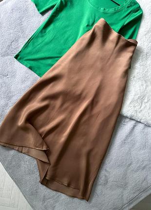 Коричневая юбка-миди zara