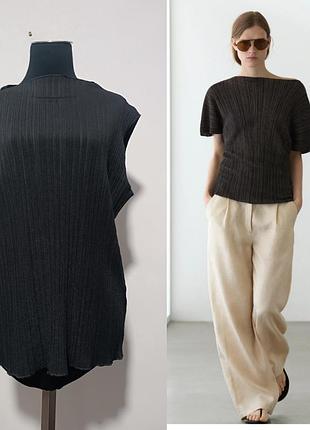 Massimo dutti плиссированный топ чёрного цвета , размер l, 175/96 cm