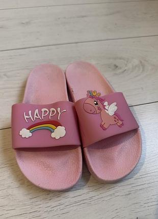 Дитячі рожеві шльопанці happy unicorn 34-35, 21 см
