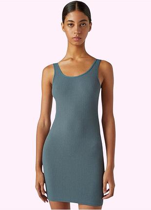 Сукня майка коротка обтягуюча в рубчик pull&bear m-l сіра