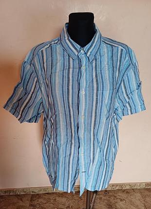 ​чоловіча лляна сорочка blue harbour (marks & spencer), розмір xl