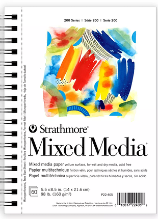 Альбом для малювання strathmore mixed media 200 series (14х21.6 см, 60 аркушів)