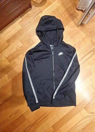 Толстовка,зип худи лампасы с капюшоном nike на подростка 13-15 лет