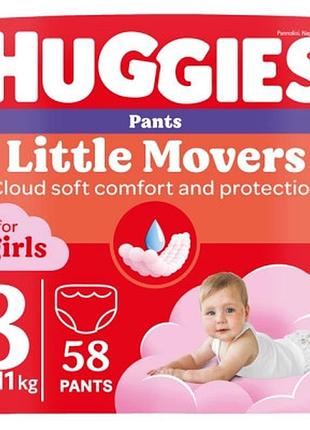 Підгузки huggies little movers/pants 3 mega 6-11 кг для дівчаток 58 шт (5029053547480)