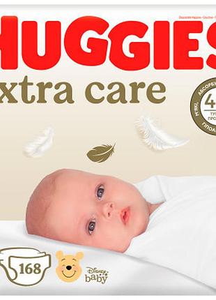 Подгузники huggies extra care размер 1 (2-5 кг) m-pack 168 шт (5029054234747/5029053549620)