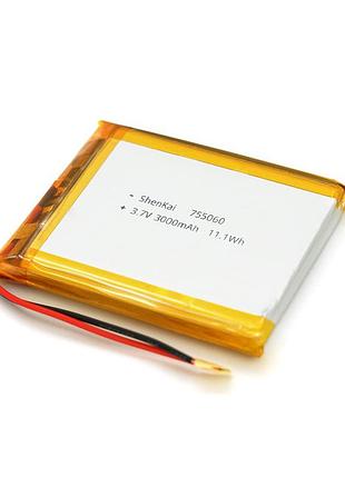 Литий-полимерный аккумулятор 7.5*50*60mm (li-ion 3.7в 3000ма·ч)