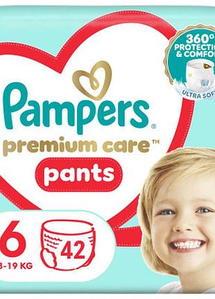 Подгузники pampers premium care pants размер 6 (15+ кг) 42 шт (8001841325545)