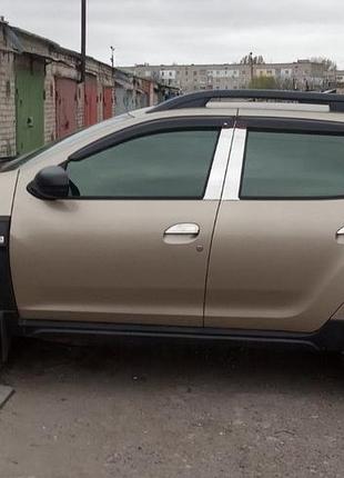 Молдинг дверних стійок (6 шт, нерж.) для renault duster 2008-2017 рр
