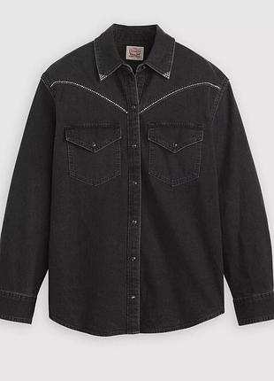 Сорочка  джинсова чорна зі стразами levi’s оригінал на м-л